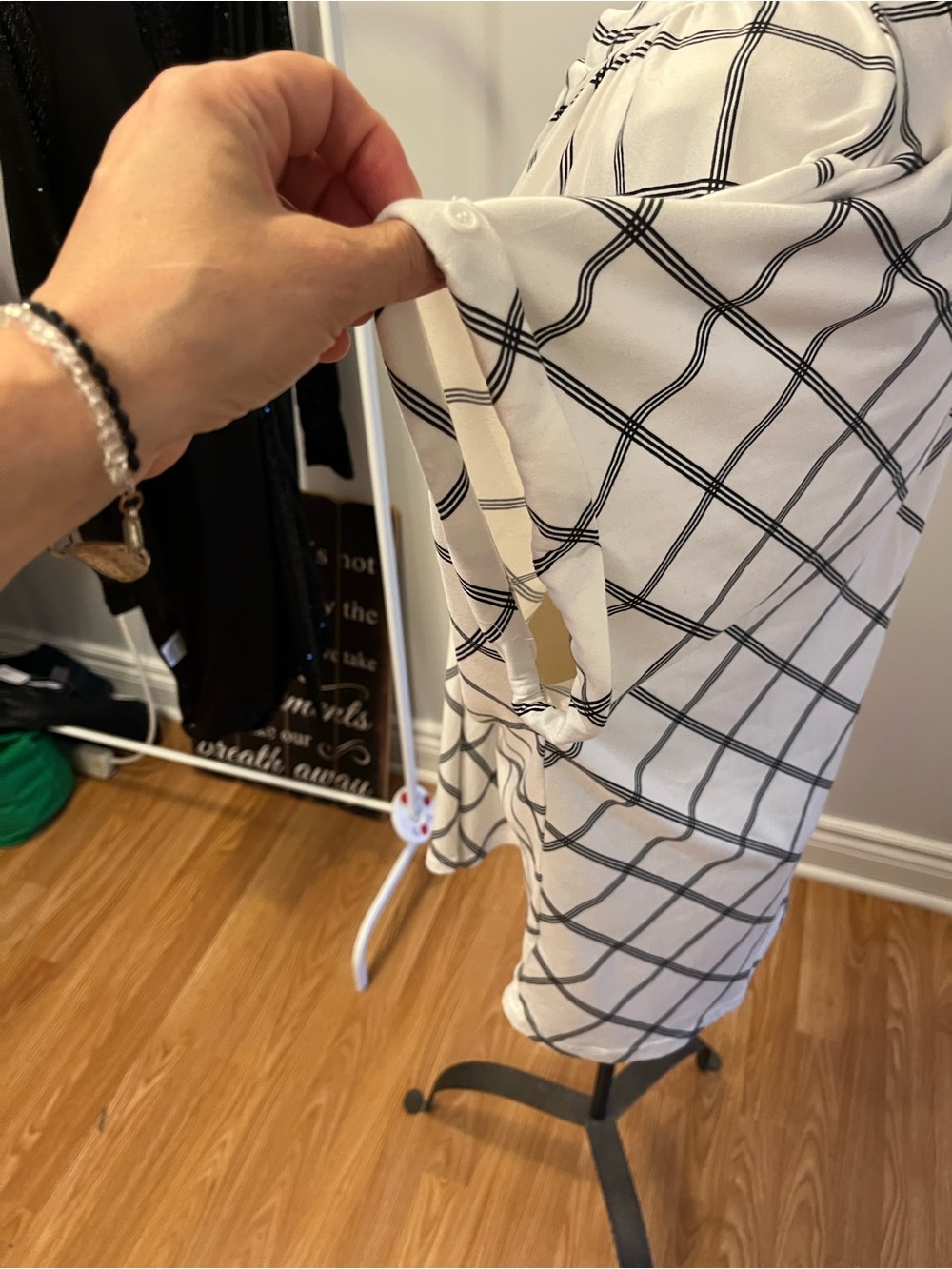 😍CLEARANCE 2 DYE 4 White Blouse with Black Windowpane Check 2X - Picture 3 of 9